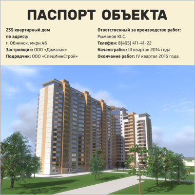 Паспорт объекта строительства